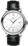 IWC Portofino Automatic White Dial Black Leather Strap Watch for Men - IW356501