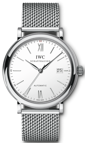 IWC Portofino Automatic White Dial Silver Mesh Bracelet Watch for Men - IW356505