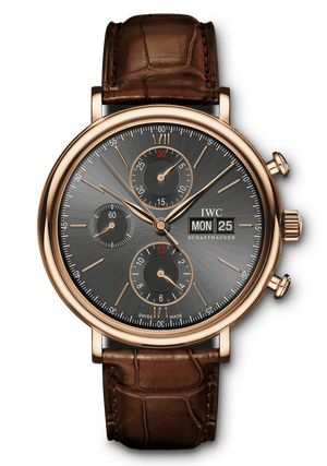 IWC Portofino Chronograph Grey Dial Brown Leather Strap Watch for Men - IW391021