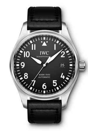 IWC Pilot's Mark XVIII 40mm Black Dial Black Leather Strap Watch for Men - IW327001