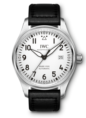 IWC Pilot's Watch Mark XVIII White Dial Black Leather Strap Watch for Men - IW327002