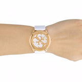 Guess G Twist White & Gold Dial White Silicone Strap Watch For Women - W0911L5