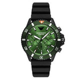 Emporio Armani Diver Chronograph Quartz Green Dial Black Silicon Strap Watch For Men - AR11463