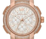 Michael Kors Sidney Chronograph White Dial Beige Leather Strap Watch For Women - MK6949