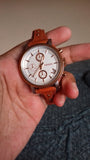 Fossil Boyfriend Chronograph White Dial Brown Leather Strap Watch for Women - ES3837