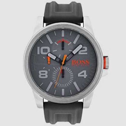 Hugo Boss Detroit Sport Analog Grey Dial Grey Rubber Strap Watch For Men - 1550007