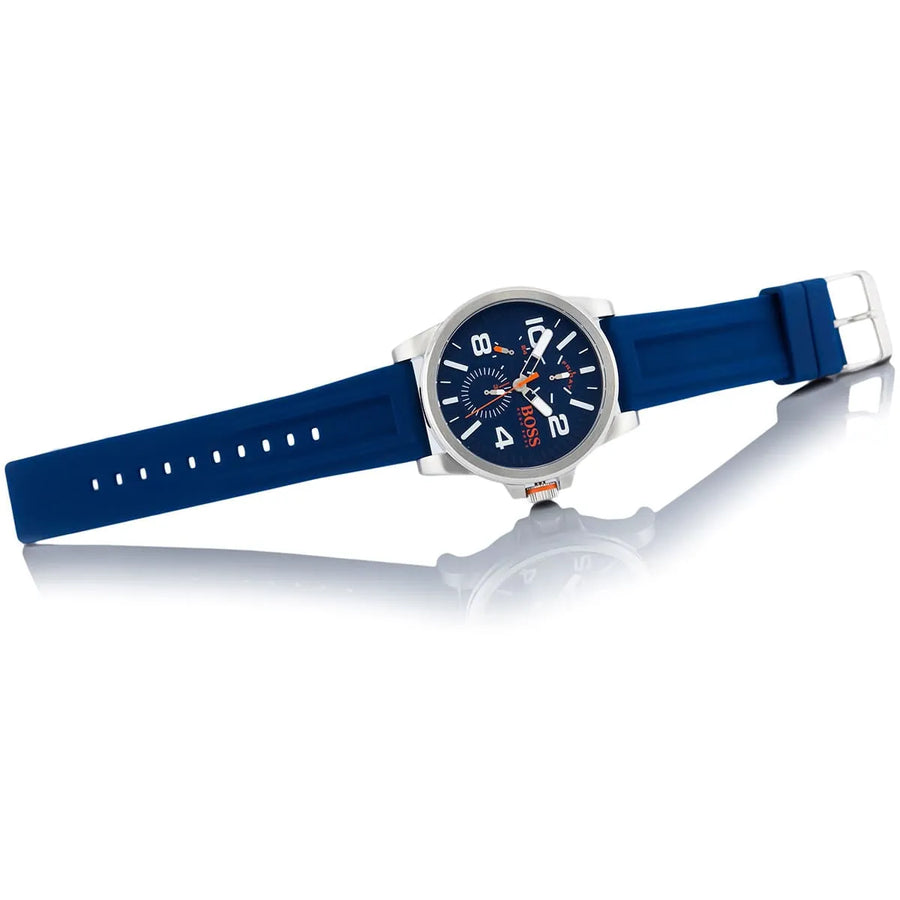 Hugo Boss Detroit Quartz Blue Dial Blue Silicone Strap Watch For Men - 1550008