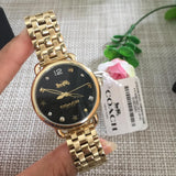 Coach Delancey Black Dial Gold Steel Strap Watch for Women - 14502813