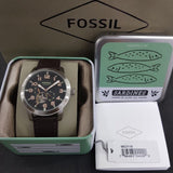 Fossil Pilot 54 Automatic Black Dial Brown Leather Strap Watch for Men - ME3118