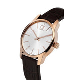 Calvin Klein City White & Gold Dial Brown Leather Strap Watch For Women - K2G23620