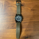 Marc Jacobs Larry Chronograph Black Dial Olive Leather Strap Watch for Men - MBM5034