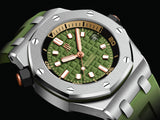 Audemars Piguet Royal Oak Offshore Diver Green Dial Green Rubber Strap Watch for Men - 15720ST.OO.A052CA.01