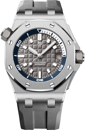 Audemars Piguet Royal Oak Offshore Diver Grey Dial Grey Rubber Strap Watch for Men - 15720ST.OO.A009CA.01