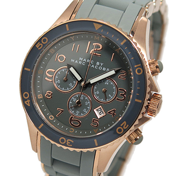 Marc Jacobs Rock Chronograph Grey Dial Grey Silicone Strap Watch for Women - MBM2550