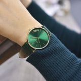 Coach Green Dial Green Leather Strap Watch for Women - 14503383