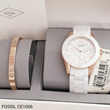 Fossil Ceramic Multifunction White Dial White Steel Strap Watch for Women - CE1006