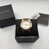 Marc Jacobs Baby Dave Gold Dial Black Leather Strap Watch for Women - MBM1264