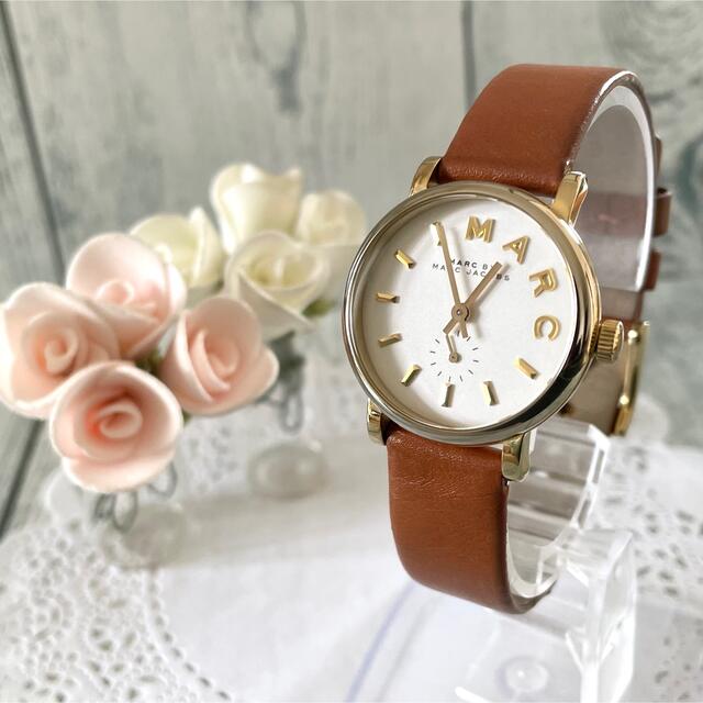 Marc Jacobs Baker White Dial Brown Leather Strap Watch for Women - MBM1317