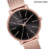 Michael Kors Pyper Analog Black Dial Rose Gold Mesh Strap Watch For Women - MK4566