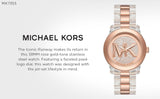 Michael Kors Runway Analog Crystals Rose Gold Dial Two Tone Steel Strap Watch for Women - MK7355