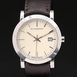 Burberry Heritage Beige Dial Brown Leather Strap Watch for Men - BU1777