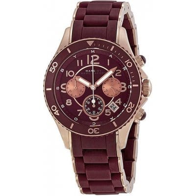 Marc Jacobs Rock Chronograph Red Dial Red Silicone Strap Watch for Women - MBM2596
