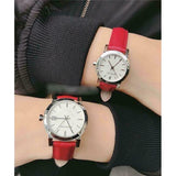 Burberry The City Silver Dial Red Leather Strap Watch for Women - BU9129