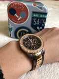 Fossil Stella Multifunction Brown Dial Two Tone Steel Strap Watch for Women - ES4079