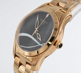 Tissot T Wave Black Dial Rose Gold Steel Strap Watch For Women - T112.210.33.051.00