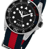 Gucci Dive Black Dial Red & Blue Nylon Strap Watch For Men - YA136210