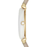 Emporio Armani Gianni T Bar Quartz Mother of Pearl Dial White Leather Strap Watch For Women - AR1965