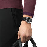 Tissot Gentleman Black Dial Black Leather Strap Watch For Men - T127.410.16.051.00