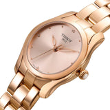 Tissot T Wave Rose Gold Dial Rose Gold Steel Strap Watch For Women - T112.210.33.456.00