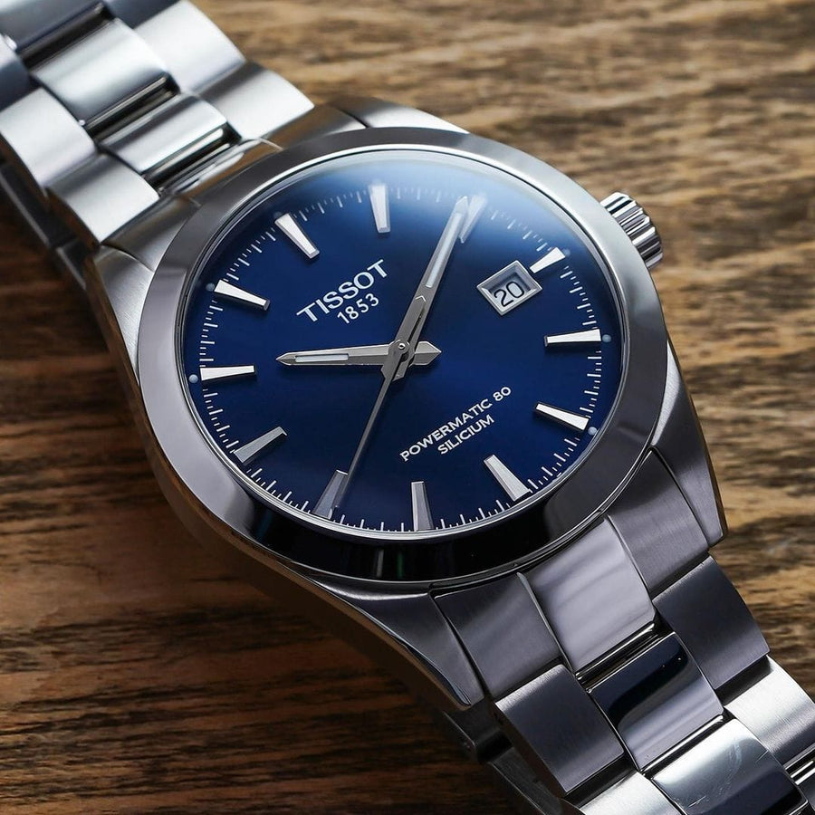 Tissot Gentlemen Powermatic 80 Silicium Blue Dial Silver Steel Strap Watch For Men - T127.407.11.041.00