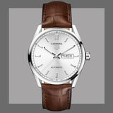 Tag Heuer Carrera Calibre 5 Automatic 41mm White Dial Brown Leather Strap Watch for Men - WAR201B.FC6291