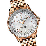 Breitling Navitimer Automatic 35 White Mother of Pearl Dial Rose Gold Steel Strap Watch for Men - R17395211A1R1