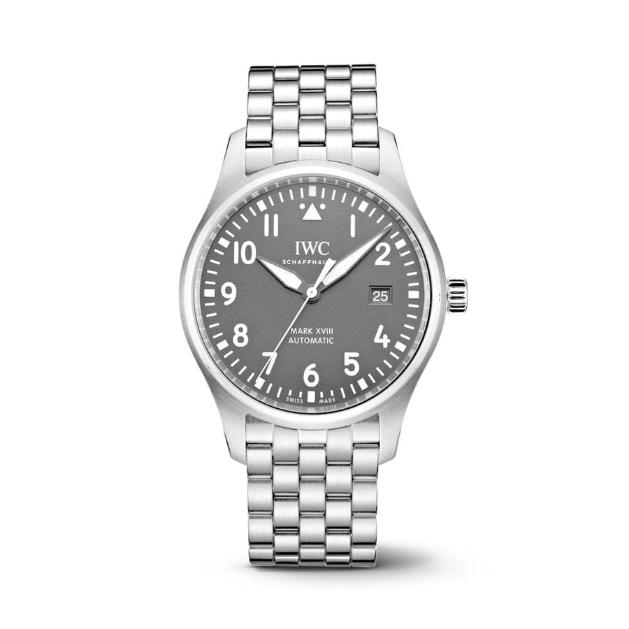 IWC Pilot’s Watch Mark XVIII Black Dial Silver Steel Strap Watch for Men - IW327015