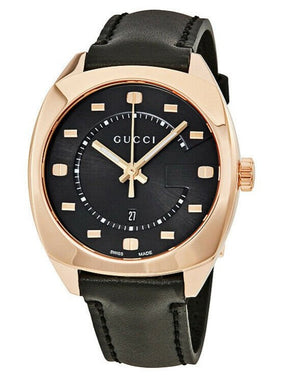 Gucci GG2570 Quartz Black Dial Black Leather Strap Watch For Women - YA142407