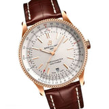 Breitling Navitimer Automatic 41 Silver Dial Brown Leather Strap Watch for Men - R17326211G1P1