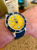 Breitling Superocean Automatic 44mm Yellow Dial Black Rubber Strap Watch for Men - A17367021I1S1