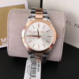 Michael Kors Slim Runway White Dial Two Tone Watch for Women - MK3204B