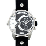 Diesel Little Daddy Black Dial Black Leather Strap Watch For Men - DZ7256