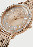 Guess Soiree Diamonds Rose Gold Dial Rose Gold Mesh Bracelet Watch for Women - GW0402L3