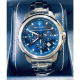 Maserati Successo Chronograph Blue Dial Silver Steel Strap Watch For Men - R8873621002