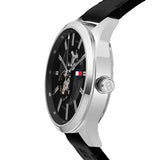 Tommy Hilfiger Spencer Skeleton Black Dial Black Leather Strap Watch for Men - 1791641