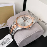 Michael Kors Slim Runway White Dial Two Tone Watch for Women - MK3204B