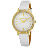 Michael Kors Cinthia Mother of Pearl Dial White Leather Strap Watch for Women - MK2662