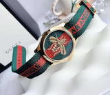 Gucci Le Marche des Merveilles Green & Red Dial Green & Red NATO Strap Unisex Watch - YA126487