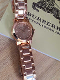 Burberry The City Diamonds Rose Gold Dial Rose Gold Steel Strap Watch for Women - BU9126