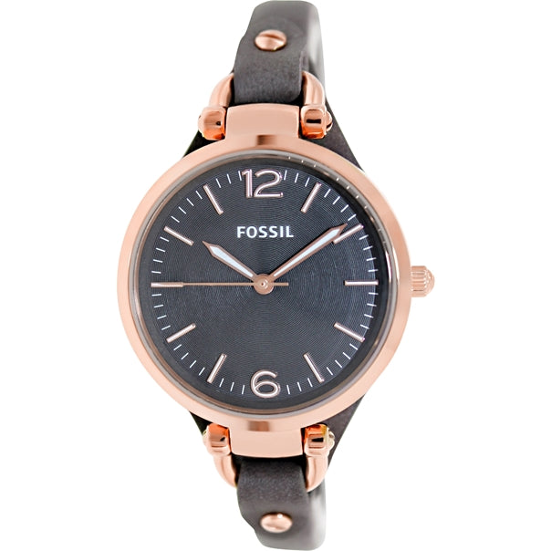 Fossil Georgia Smoke Grey Dial Grey Leather Strap Watch for Women - ES3077